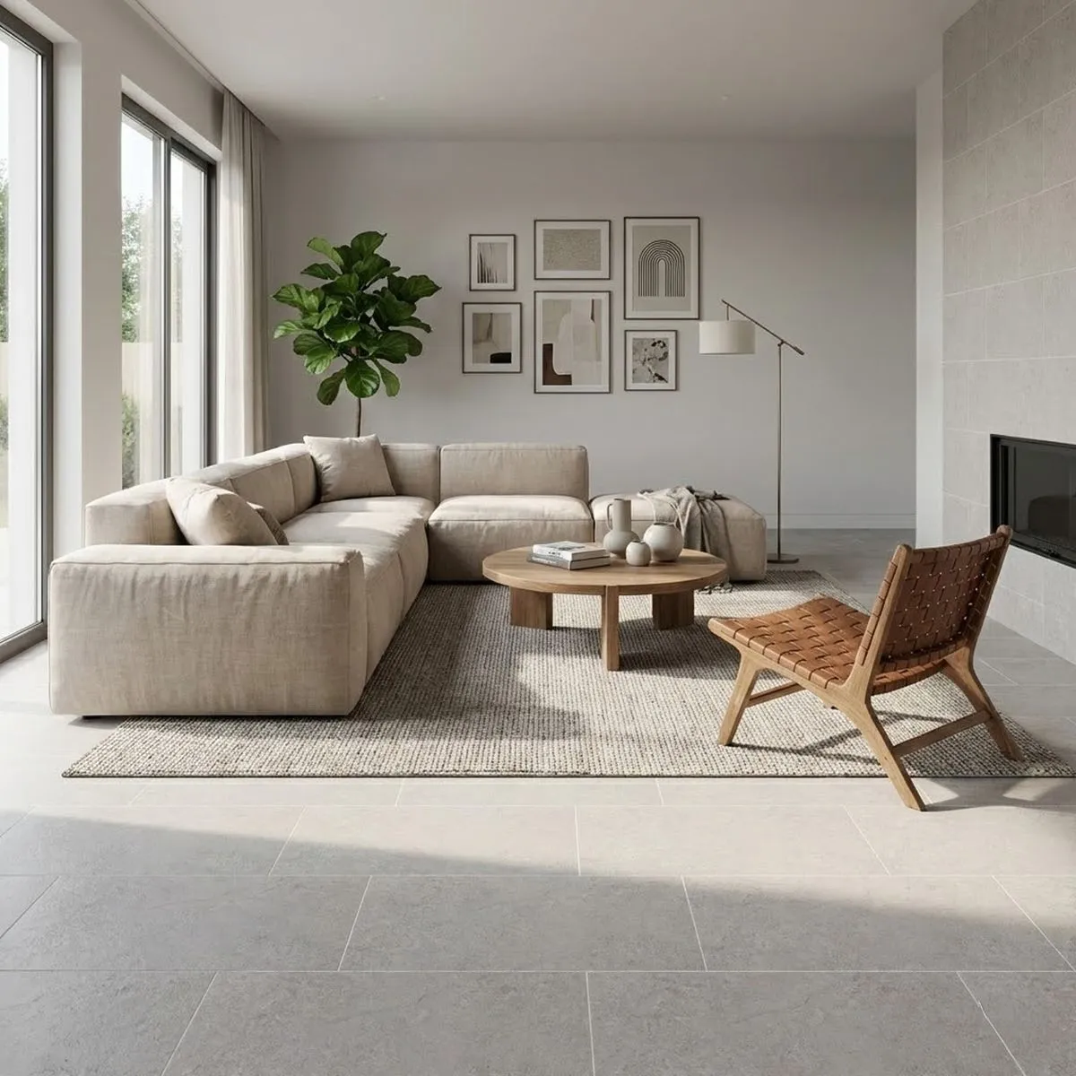 Sala integral con piso de cerámica